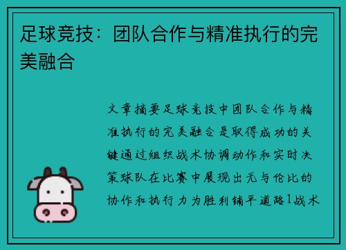 足球竞技：团队合作与精准执行的完美融合